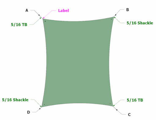 Custom Quad Bargain Sail - Shadetex 320 Forrest Green (Approx 16.5' x 20.5')